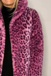 Nyomi Leopard Furry Collared Neck Long Sleeve Coat