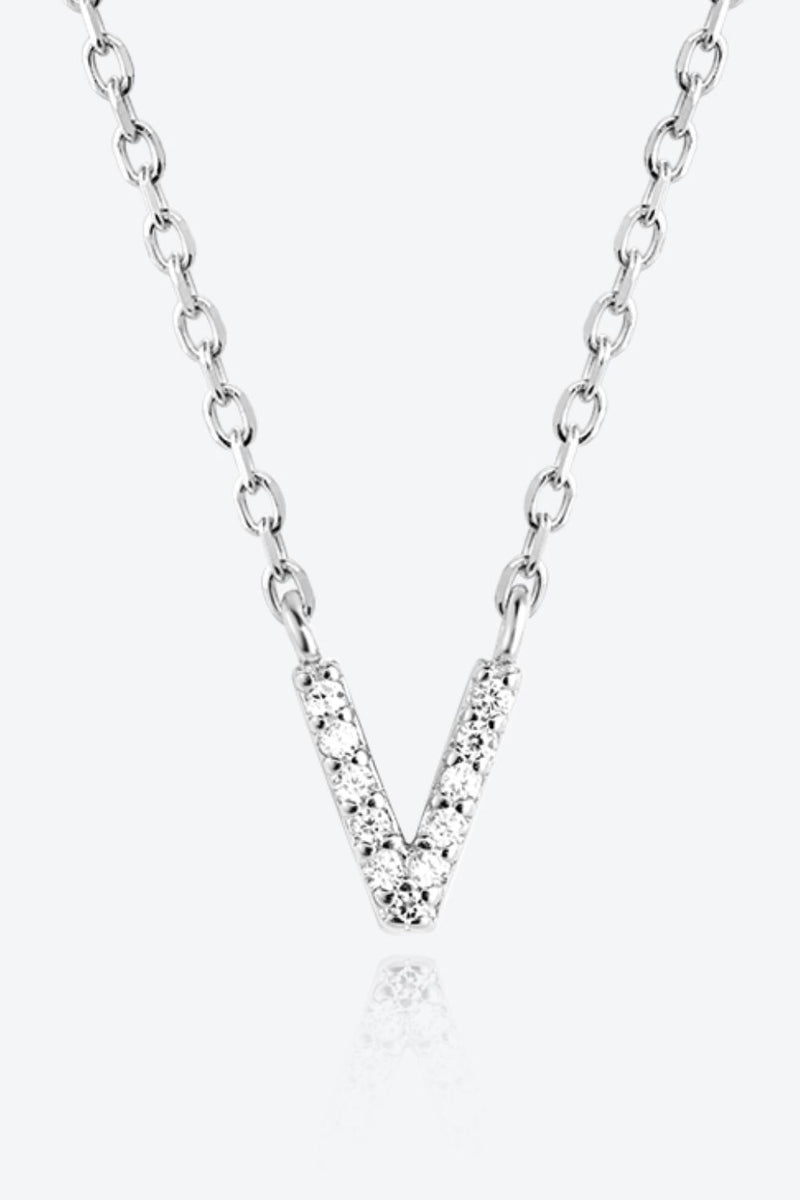 Angelina V To Z Zircon 925 Sterling Silver Necklace