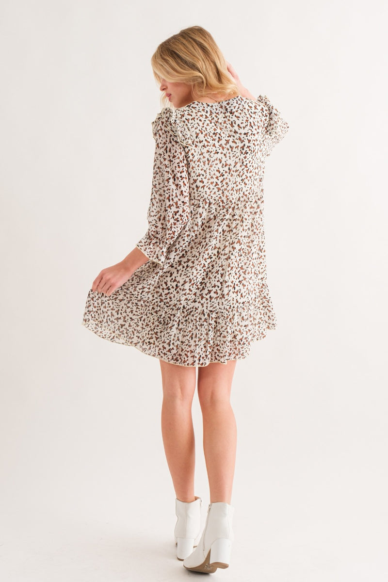 Lana Leopard Ruffle Hem Woven Mini Dress