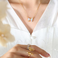 Priscilla Gold-Plated Butterfly Pendant Necklace