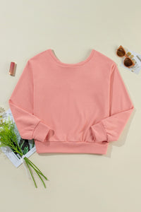 Maeve Bow Round Neck Long Sleeve Sweatshirt