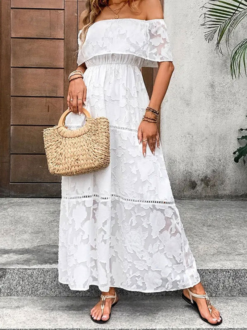 Fiona Off-Shoulder Short Sleeve Maxi Dress