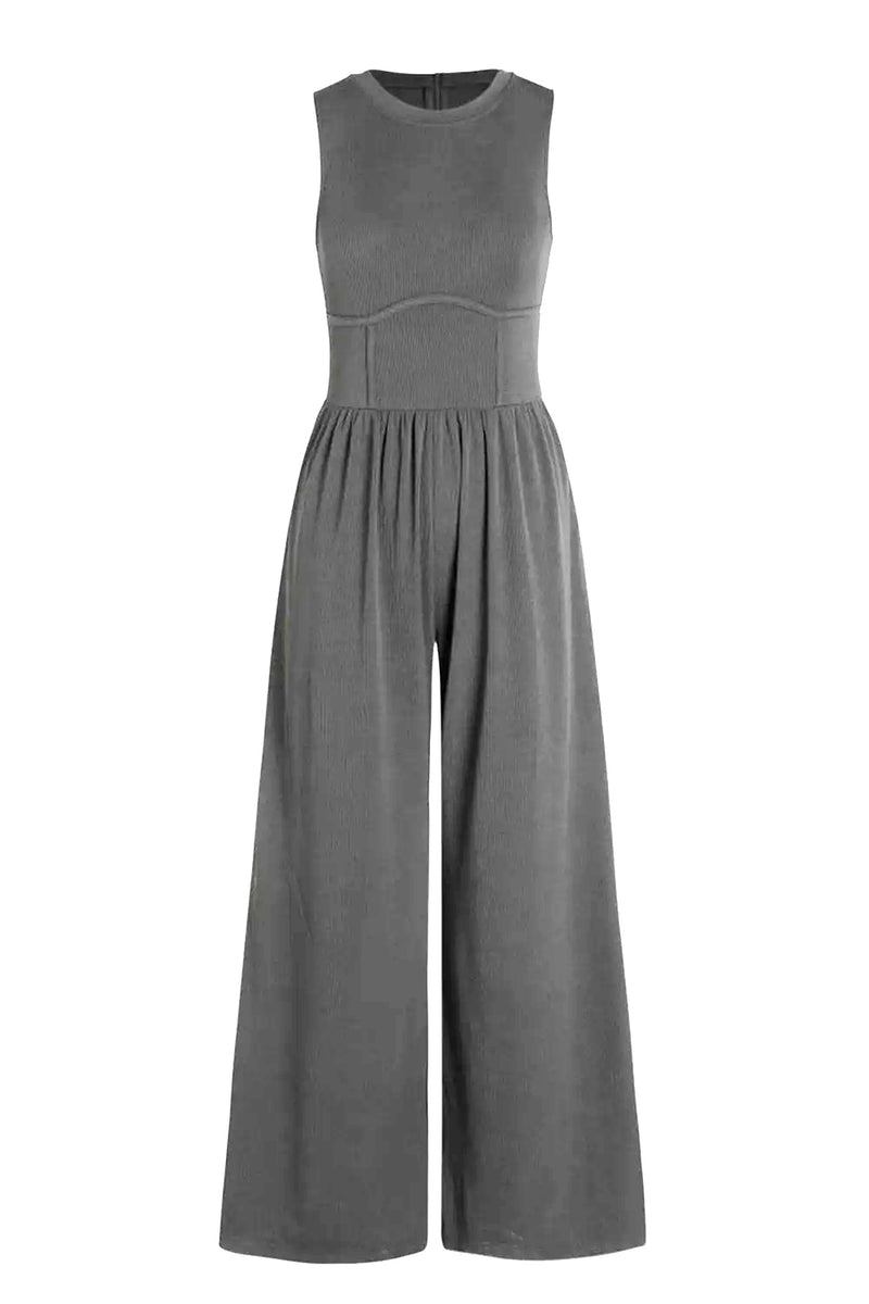 Wynter Round Neck Sleeveless Jumpsuit with Pockets