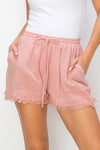 Novah Drawstring Frayed Shorts