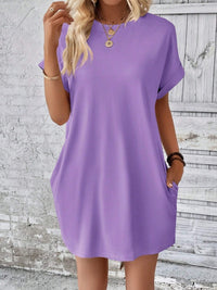 Evelynn Pocketed Round Neck Short Sleeve Dress