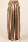 Savanna Striped Satin Elastic Waist Wide Leg Pants