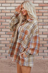 Caroline Plaid Snap Down Dropped Shoulder Shacket