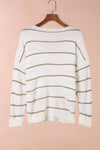 Ada Striped V-Neck Drop Shoulder Sweater