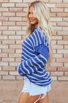 Saige Striped Round Neck Dropped Shoulder Sweater