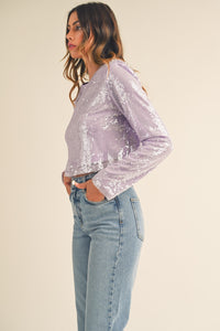 Carolina Shoulder Padded Sequin Crop Top