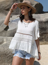 Carla Lace Detail Round Neck Half Sleeve Blouse