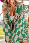 Avery Checkered Open Front Long Sleeve Cardigan