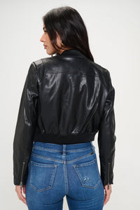 Paige Zip Up Cropped Bomber Jacket