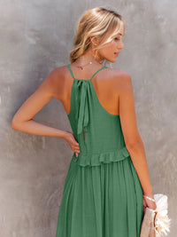 Zahra Ruffled Sleeveless Tiered Maxi Dress with Pockets