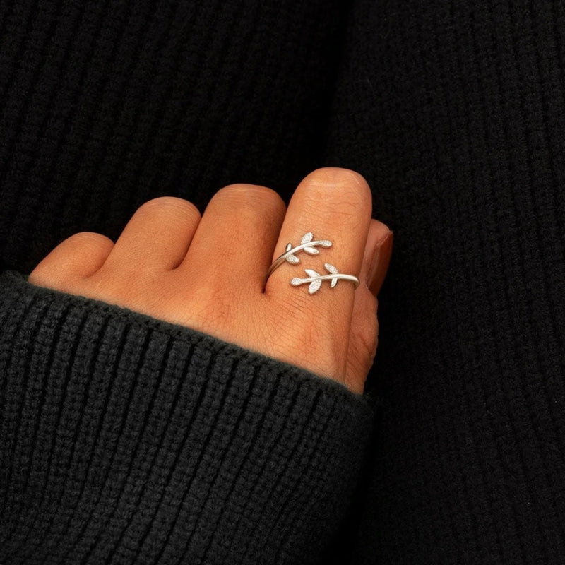 Coraline 925 Sterling Silver Zircon Leaf Shape Ring