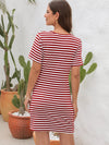 Raven Cutout Striped Round Neck Short Sleeve Dress