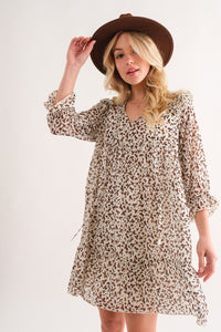 Lana Leopard Ruffle Hem Woven Mini Dress