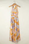 Rowyn Tied Printed Grecian Sleeveless Maxi Dress