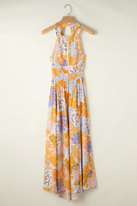 Rowyn Tied Printed Grecian Sleeveless Maxi Dress