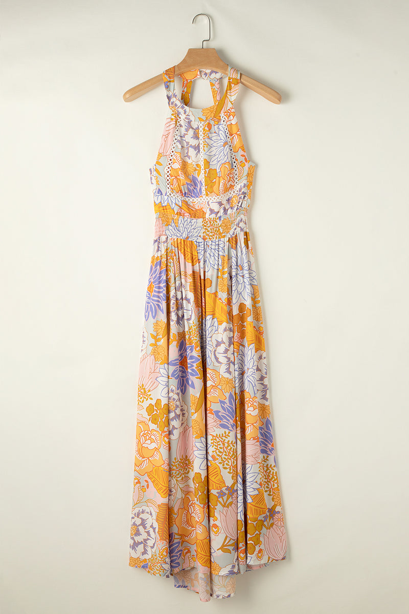 Rowyn Tied Printed Grecian Sleeveless Maxi Dress