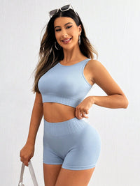 Madalyn Round Neck Wide Strap Top and Shorts Active Set