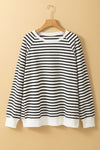 Jordan Slit Striped Round Neck Long Sleeve Sweatshirt