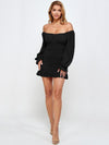 Jacqueline Ruffled Ruched Flounce Sleeve Mini Dress