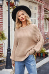 Reagan Ribbed Drop Shoulder Lantern Sleeve Sweater