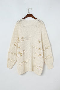 Maeve Openwork Open Front Long Sleeve Cardigan