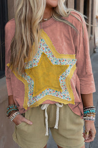 Mae Star Applique Round Neck T-Shirt