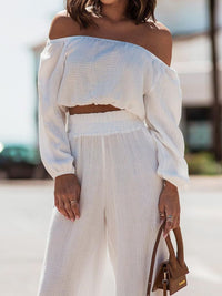 Kamiyah Off Shoulder Long Sleeve Top and Pants Set