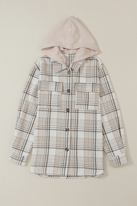 Lexie Plaid Removable Hood Button Up Shacket