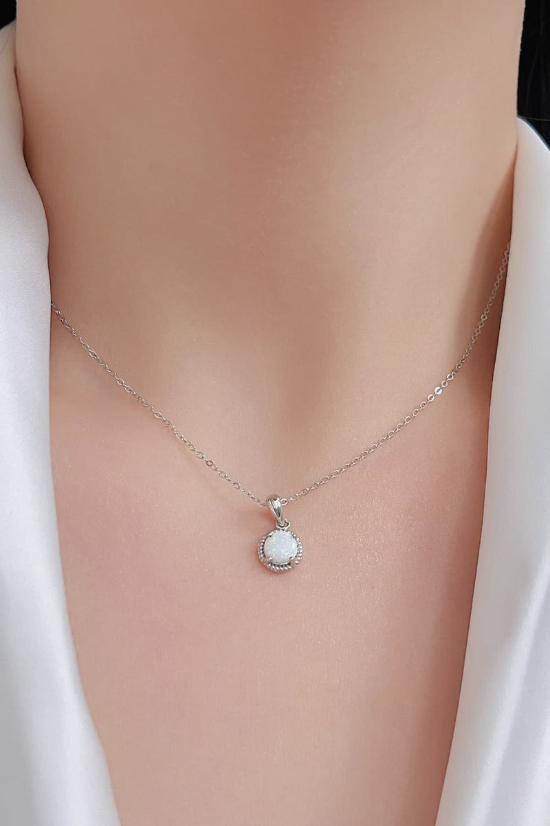 Alexis Opal Round Pendant Chain Necklace