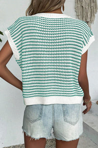 Luisa Striped Round Neck Sweater Vest