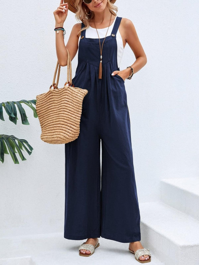 Sadie Square Neck Wide Strap Overalls