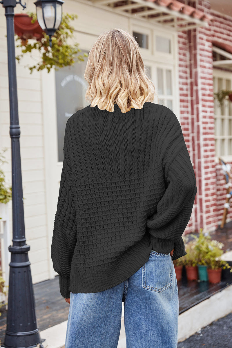 Reagan Ribbed Drop Shoulder Lantern Sleeve Sweater