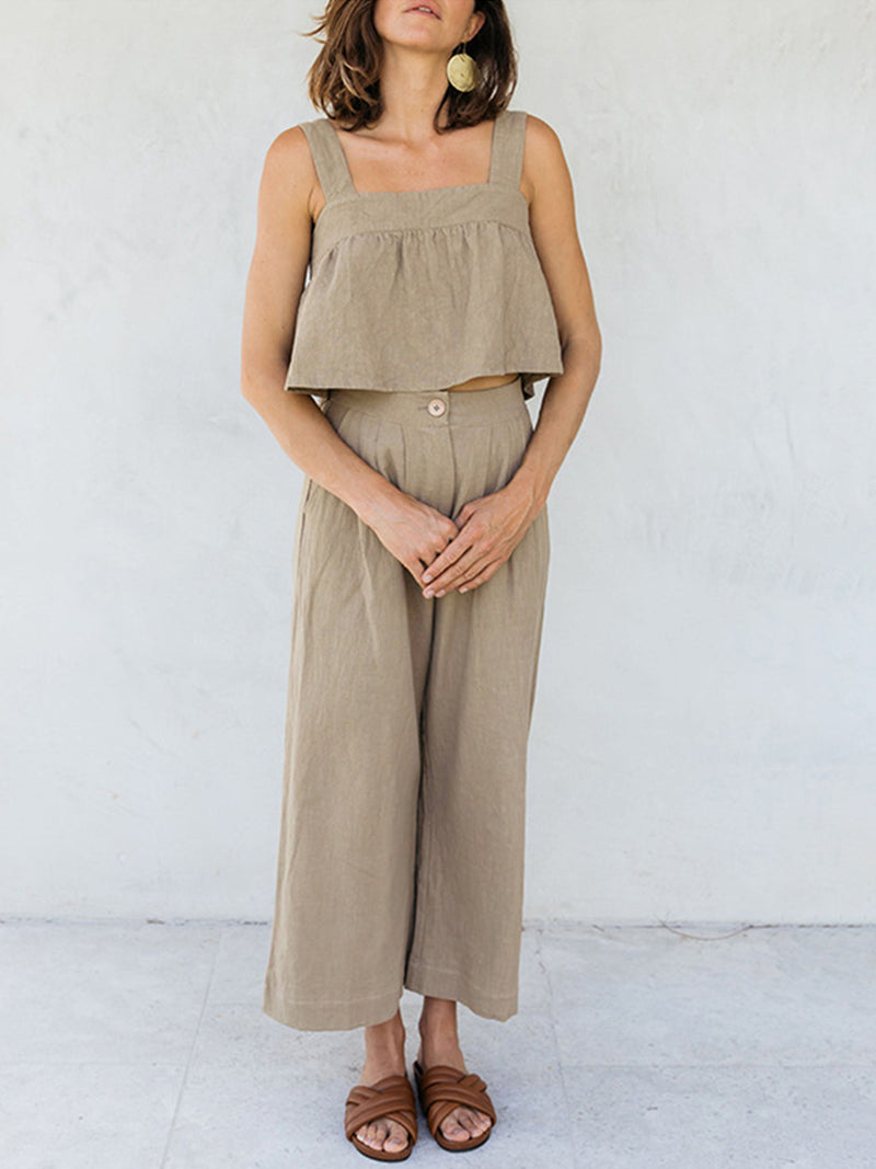 Harlee Square Neck Wide Strap Top and Pants Set