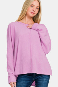 Whitley High-Low Side Slit Round Neck T-Shirt