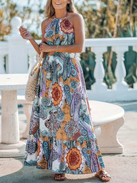 Anna Printed Halter Neck Maxi Dress