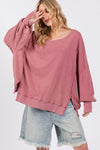 Nyla Mineral Wash Side Slit Oversized Sweatshirt