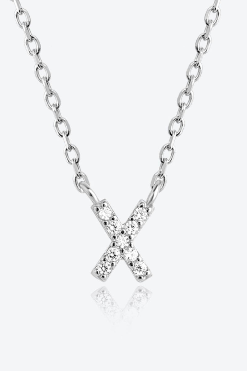 Angelina V To Z Zircon 925 Sterling Silver Necklace