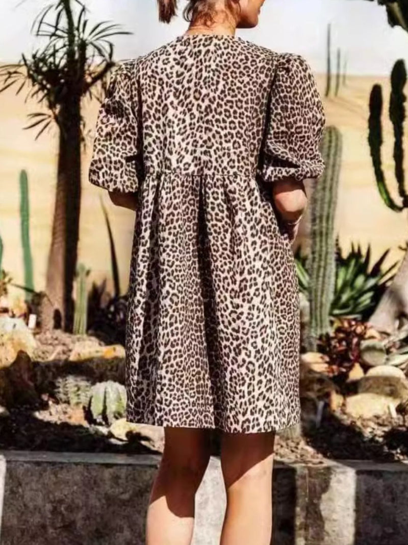 Faith Leopard Short Sleeve Mini Dress