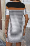 Sylvie Striped Round Neck Short Sleeve Mini Dress