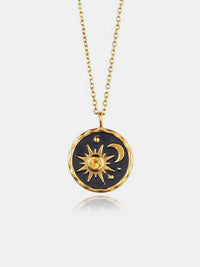 Sariah Alloy Inlaid Zircon Sun & Moon Necklace