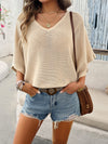 Marlowe V-Neck Batwing Sleeve Knit Top