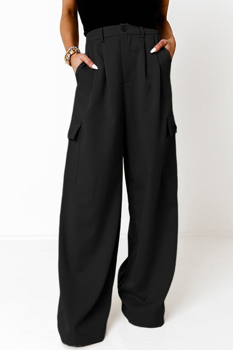 Reign Ruched Wide Leg Pants with Pockets