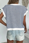 Luisa Striped Round Neck Sweater Vest