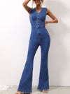 Everly V-Neck Sleeveless Denim Jumpsuit