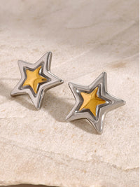 Alondra Stainless Steel Star Stud Earrings