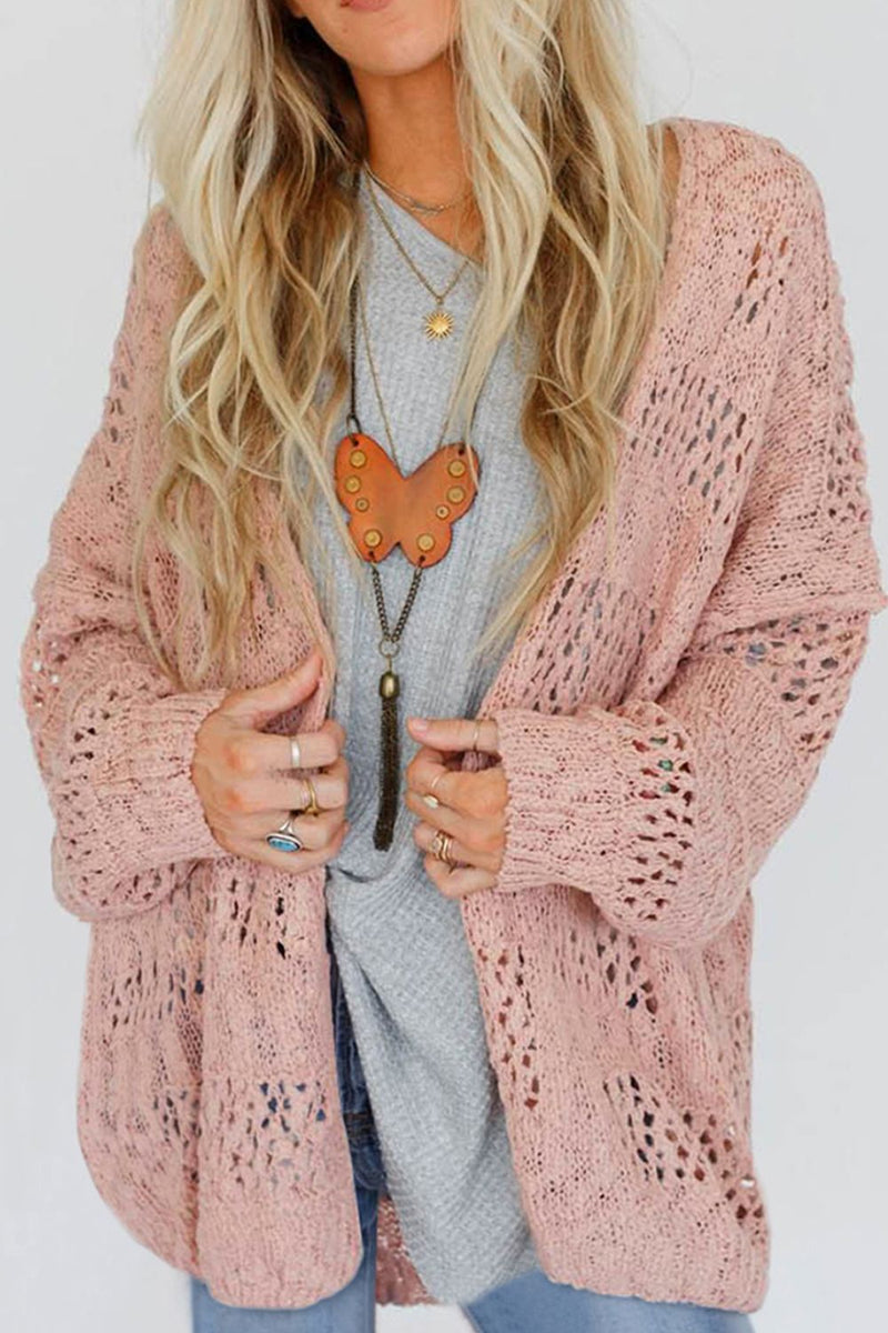 Maeve Openwork Open Front Long Sleeve Cardigan